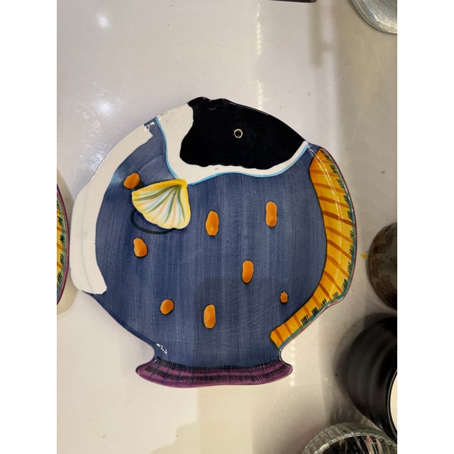 Mikasa Studio Nova Vintage Hand Painted Fish Plates - Set of 2 For Sale - Image 4 of 6
