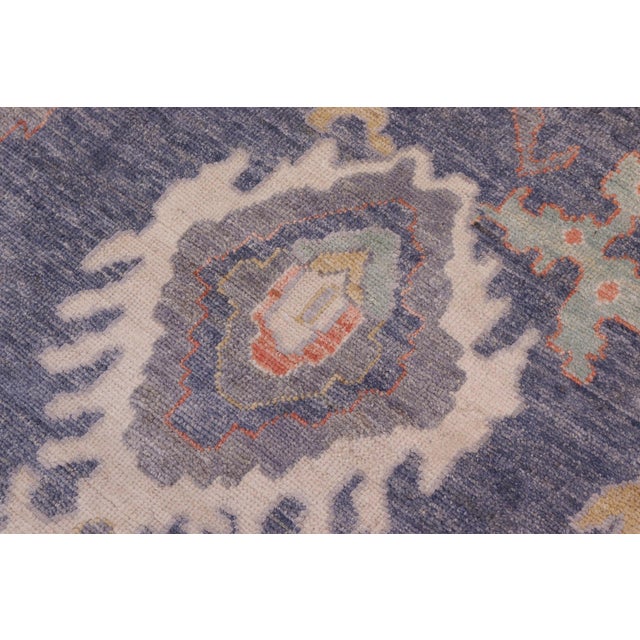 1990s Boho Chic Oushak Paloma Blue/Gray Wool&Silk Rug - 9'11'' X 13'11'' For Sale - Image 5 of 8