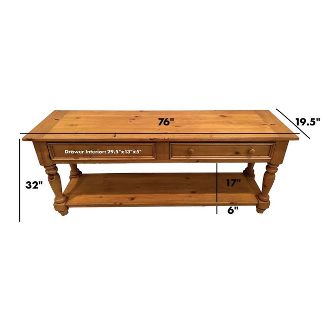 Altavista Lane Vintage Lane Altavista Virginia Pine Console Sideboard Sofa Table. For Sale - Image 4 of 5