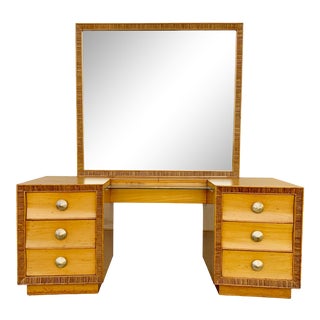 Paul Frankl for Brown Saltman Oak and Combed Wood Vanity For Sale