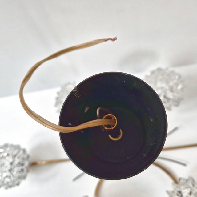 Gold Vintage Pendant Light in Gilded Brass with Metal and Glass from Maison Arlus, 1950s For Sale - Image 8 of 17