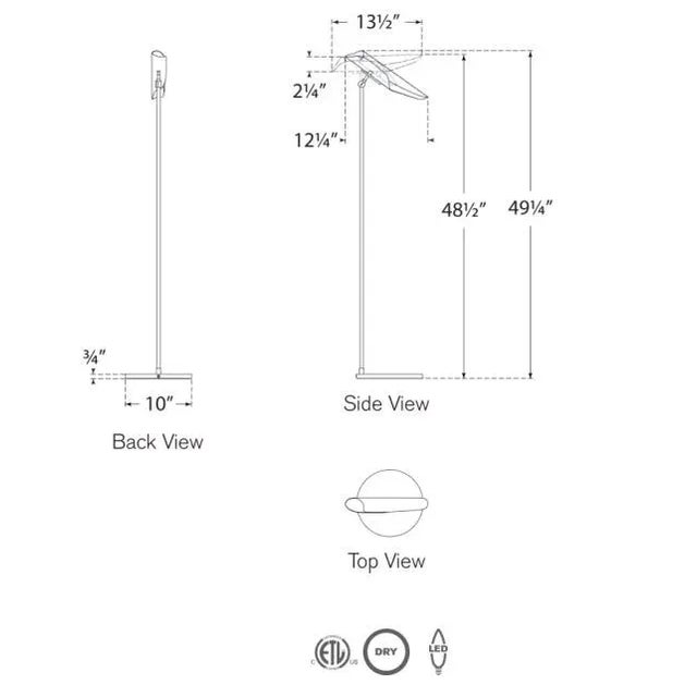 Modern Champalimaud for Visual Comfort Signature Flore Floor Lamp in Soft Brass and Riviera Blue For Sale - Image 3 of 3