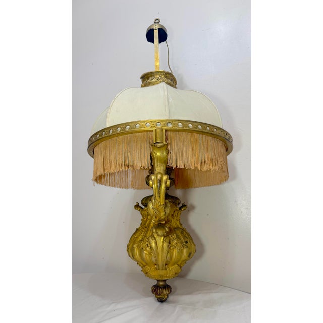 Large Antique 1800's Ornate Louis XVI Dore Bronze Electric Oil Lamp Chandelier For Sale - Image 12 of 16