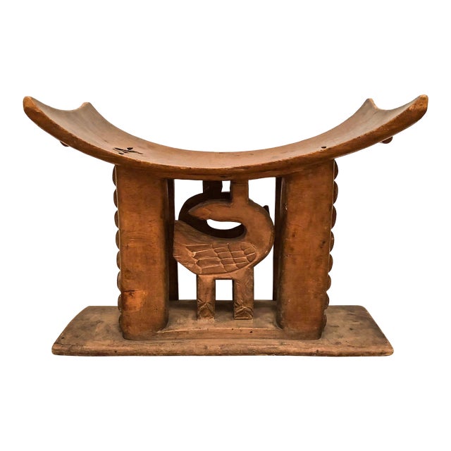 1950s Vintage Wood Carved Ashanti Stool For Sale