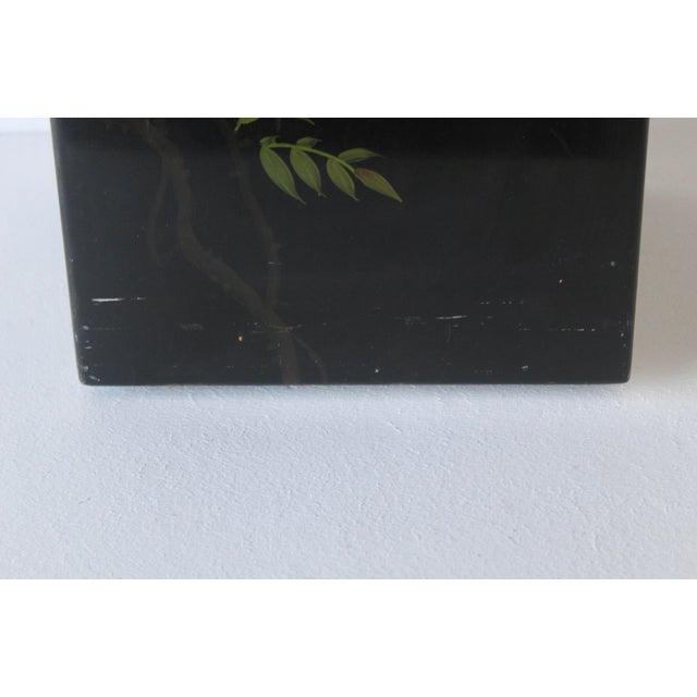 1970s Asian Floral Black Lacquered Pedestal Plant Stand For Sale In Miami - Image 6 of 18