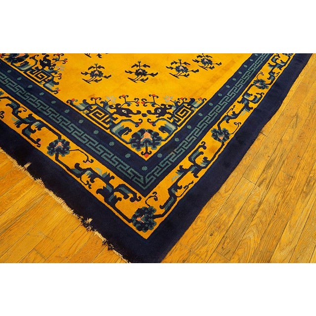 1920s Gold Medallion Classic Antique Chinese Peking Rug 5' X 8' Handknotted Wool Carpet For Sale In New York - Image 6 of 6
