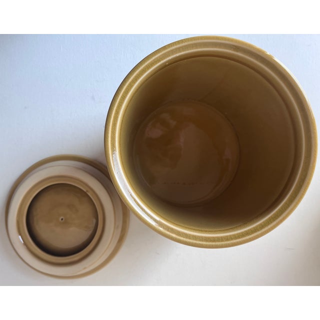 American Yellow Ware Blue Banded Canister/Crock For Sale - Image 3 of 7
