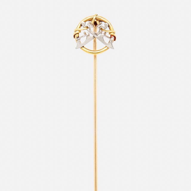 Antique French 18k Gold Stickpin With Ice Skates For Sale - Image 4 of 12