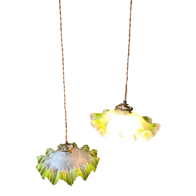 Vintage Green Ceiling Lamps, Set of 2 For Sale