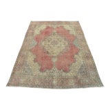 Tabriz Rug 9’8” X 12’5” Pink Wool Vintage Distressed Hand-Knotted Carpet For Sale