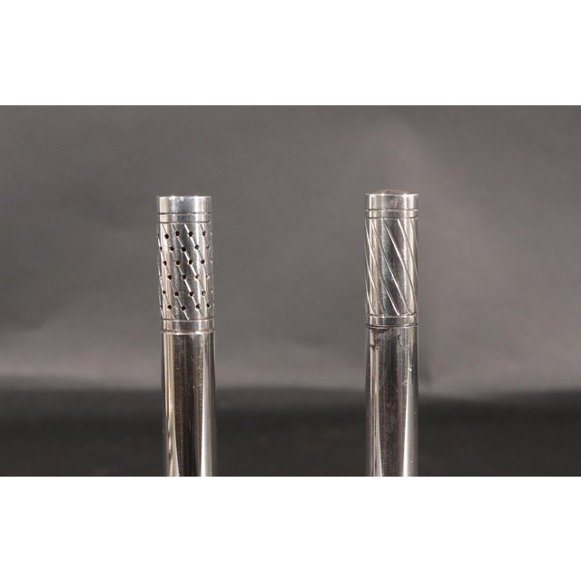 Art Deco Icons: Pair of Georg Jensen Silver "Skyscraper" Salt & Pepper Shakers by Jorgen Jensen, Design #793, Designed...