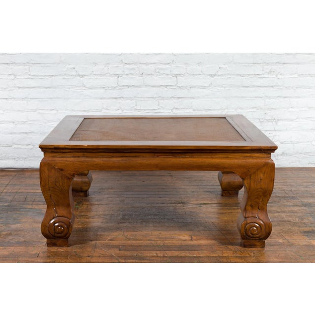 Wood Chinese 19th Century Qing Dynasty Rattan Top Coffee Table For Sale - Image 7 of 13