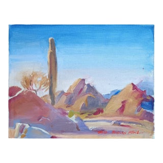 Cactus in the Desert Original Oil Painting For Sale