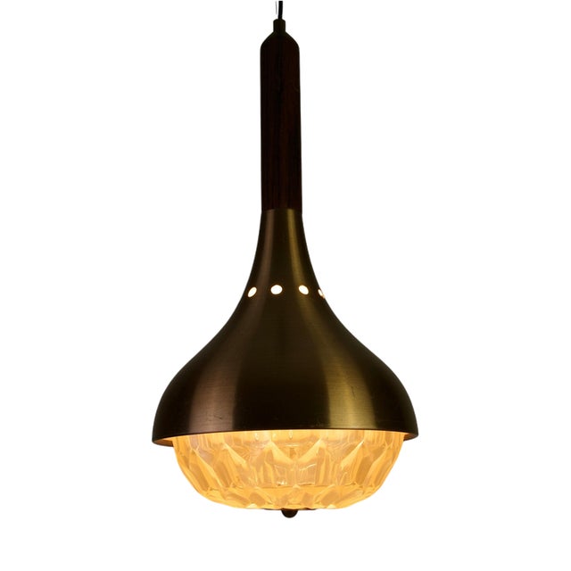 Mid-Century Modern Copper and Acrylic Glass Hanging Lamp, Italy, 1960s For Sale