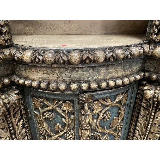 Rare Hand Painted Spanish 1800s Corner Cupboard For Sale - Image 4 of 17