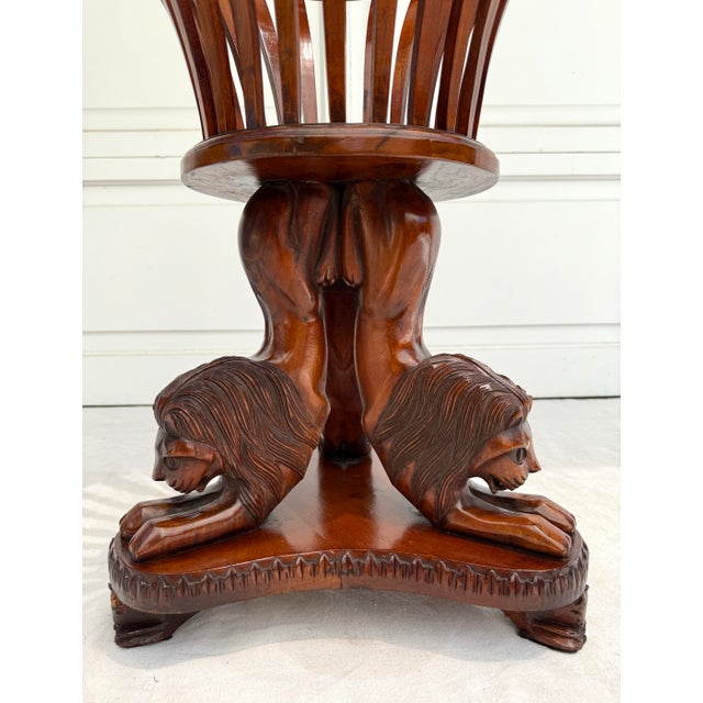 Traditional Regency Lion and the Mouse Pedestal Wood Jardiniere Fernerie For Sale - Image 9 of 11