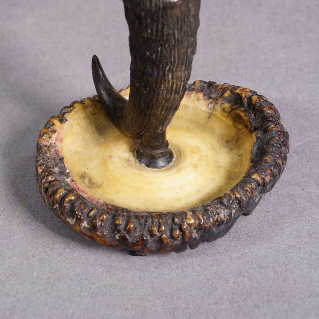 Bone Vintage Pair of Candle Sticks With Real Chamois Horn, Circa 1950s For Sale - Image 7 of 8