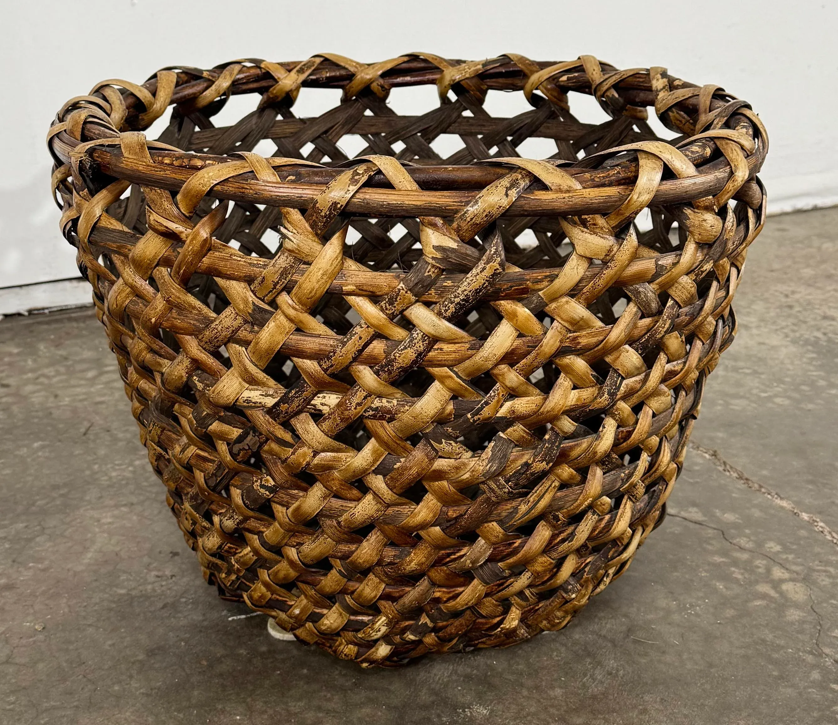 Vintage Extra Large Woven Rattan Basket | Chairish