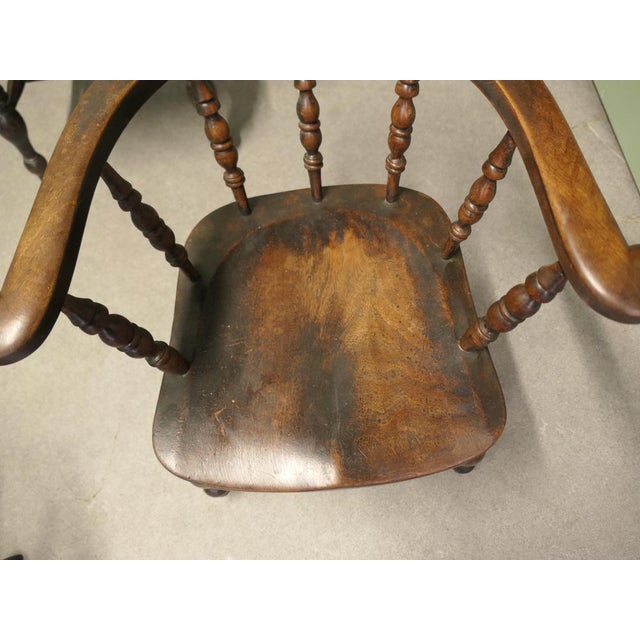 English Oak and Elm Windsor Captain's Chairs, 1880, Set of 6 For Sale - Image 4 of 8