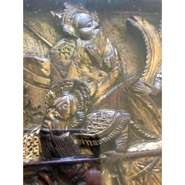 19th Century Antique Framed Chinese Carved Gilt Wood Warriors on Horseback Wall Panel or Fragment For Sale In Tampa - Image 6 of 7
