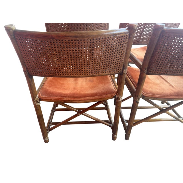 1970s 1970's McGuire Leather Wrapped Bamboo, Cane & Dining - Set of 5 For Sale - Image 5 of 18