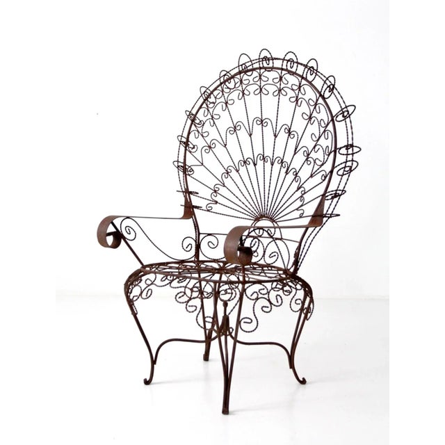 Vintage Wrought Iron Peacock Chair For Sale - Image 4 of 9