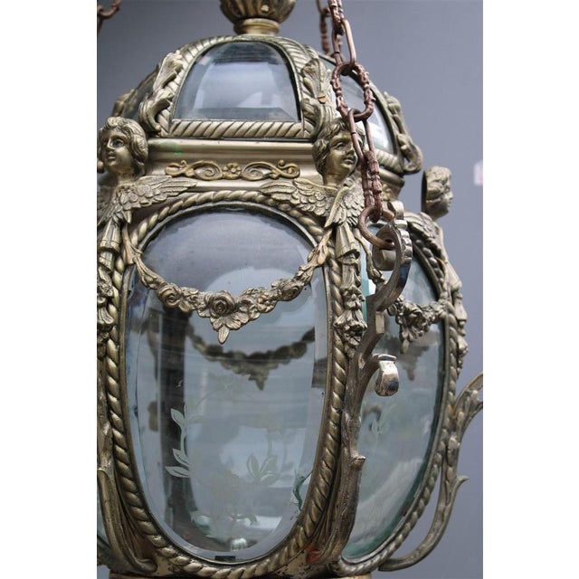 Mid 19th Century Italian Bronze Lantern with Curved Glass, Italy, 1850s For Sale - Image 5 of 18