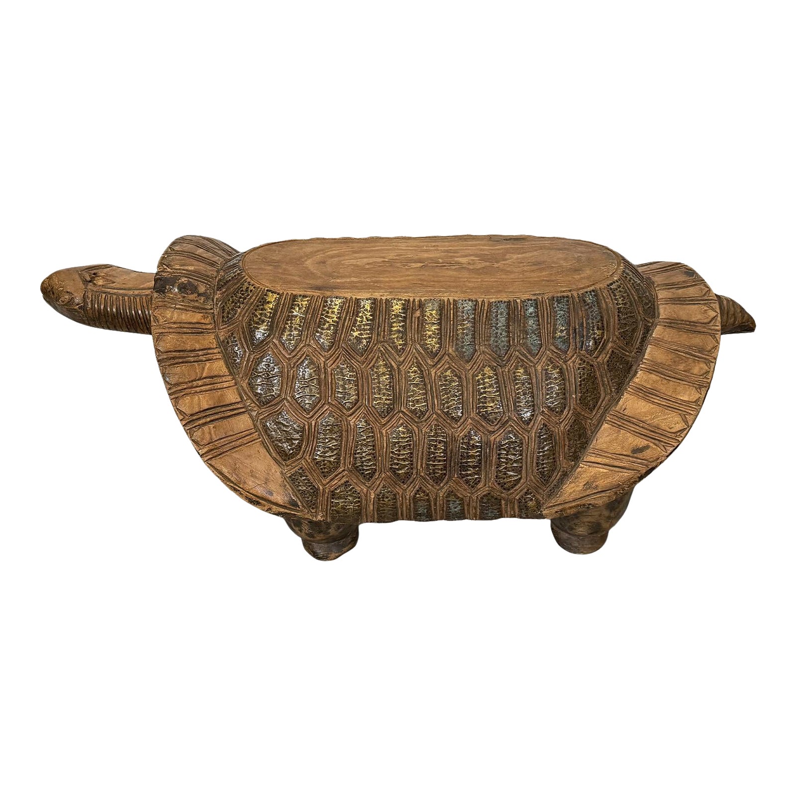Vintage Burkina Faso Turtle Seat Bench | Chairish