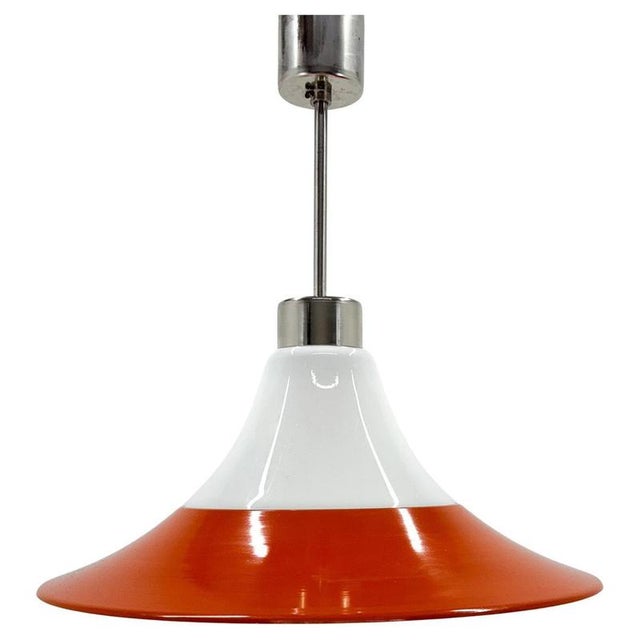 Mid-Century Opaline Glass and Metal Pendant Light, 1970s For Sale - Image 10 of 10