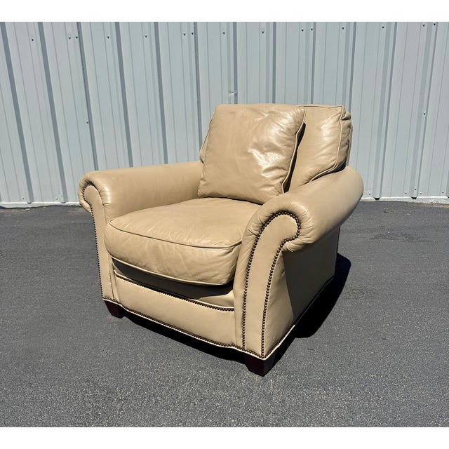 Baker Furniture Company Baker Furniture Leather Club Chair With Nailhead Trim For Sale - Image 4 of 8
