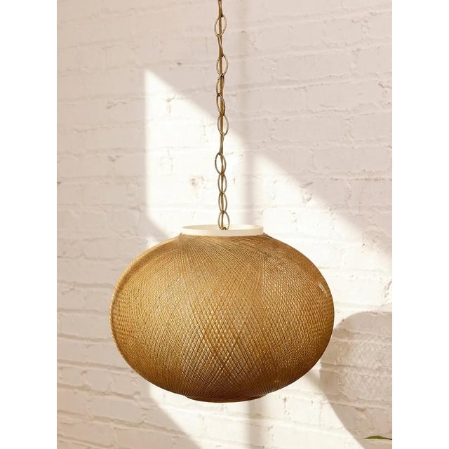 Wood Vintage Woven Globe Pendant Light For Sale - Image 7 of 9