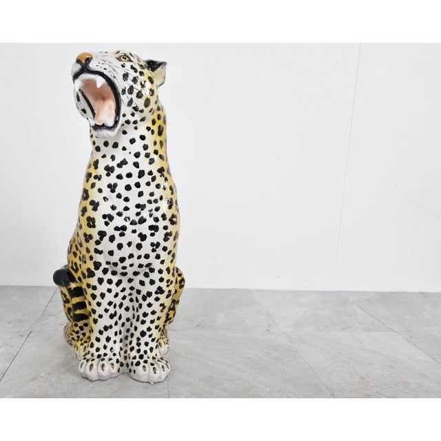 Italian Glazed Terracotta Leopard Figure, 1960s For Sale - Image 4 of 9
