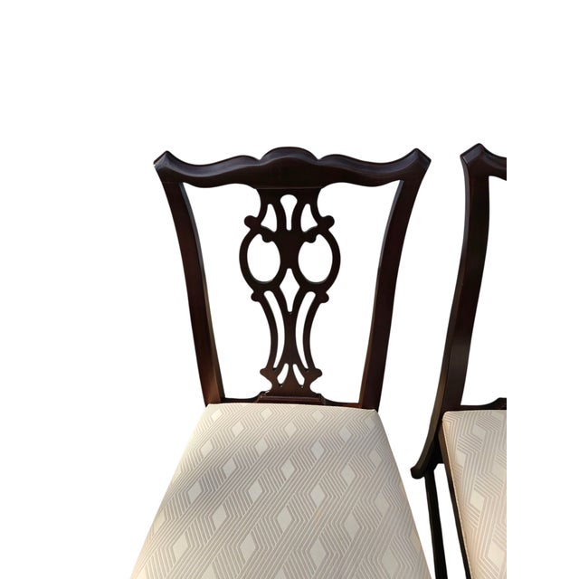 1980s 1980s Ethan Allen Georgian Court Dining Room Chairs Chippendale Sheild Back For Sale - Image 5 of 12