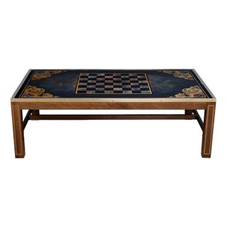 Large 20th Century Mahogany Chessboard Coffee Table in the style of Jansen For Sale