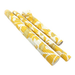 Mid-Century Modern Orange Bold Tiki Floral Vinyl Wall Paper For Sale