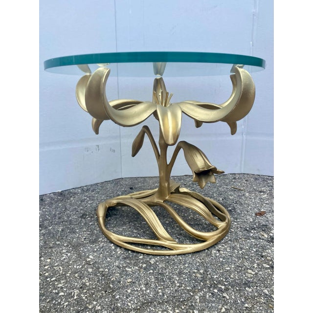 1960s Arthur Court Style Gilt Metal Lyli Side Table . For Sale - Image 10 of 12