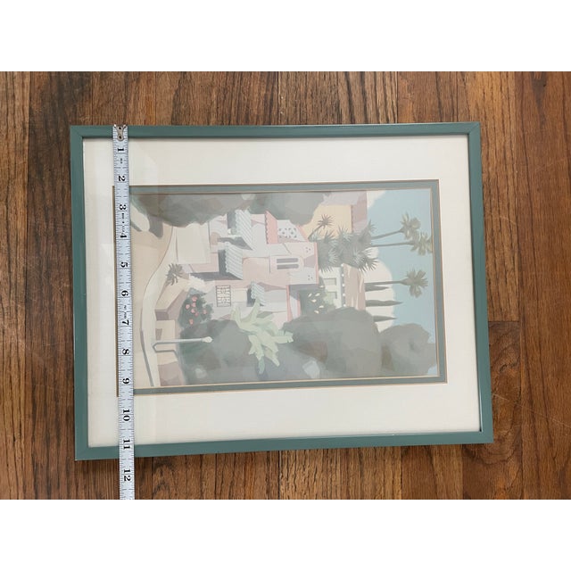 Vintage "Graciosa" Serigraph by William Buffett, Framed 1980s Pastel Mediterranean Cityscape Print For Sale - Image 4 of 6