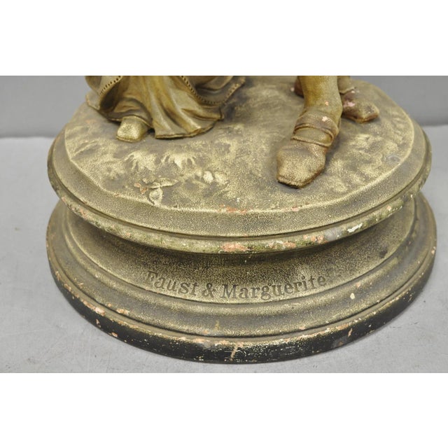 Beige Antique French Renaissance Hennecke & Co "Faust & Marguerite" Plaster Statue For Sale - Image 8 of 18