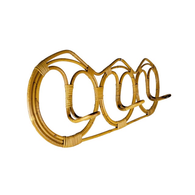 Mid-Century Modern Vintage Italian Rattan Coat Hook attributed to Franca Helg, 1960s For Sale - Image 3 of 7
