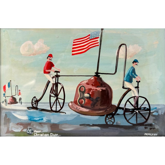 Naïve Painting for Christian Dior, Oil on Board, 1967 For Sale - Image 9 of 9