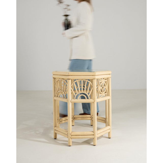 Mid 20th Century 20th Century France Warm Ivory Carved Fretwork Side Table For Sale - Image 5 of 11