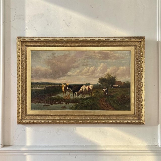 Henri Dupont's "Cows Grazing" is a grand pastoral landscape of remarkable depth, painted with a true feeling for the open...