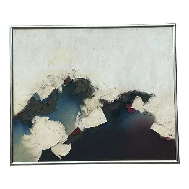 Vintage Boho Original Textured Abstract Oil Paining on Canvas For Sale