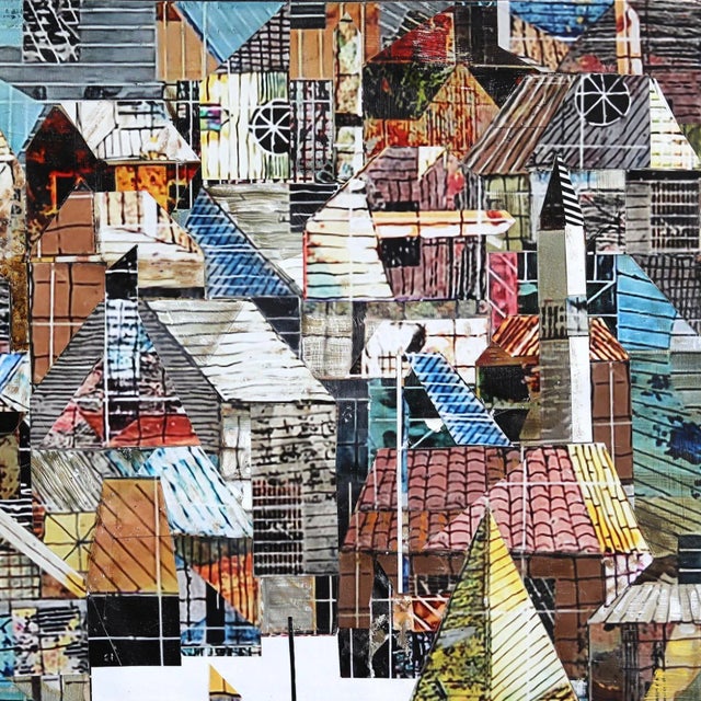 Contemporary Sublime 2154 - Layered Contemporary Landscape Abstract Cityscape Mixed-Media Painting by TaeHo Kang For Sale - Image 3 of 10