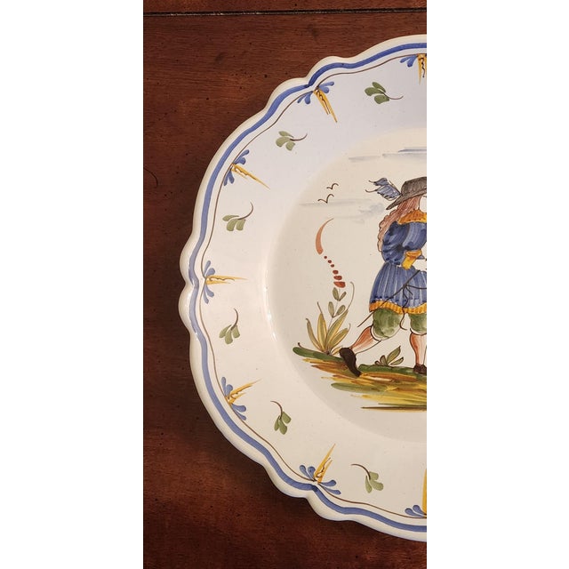 18th Century French Nevers Polychrome Tin-Glazed Faience Plate For Sale - Image 4 of 10