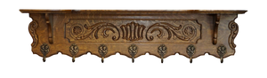 Antique Dutch Heavily Carved Oak Wall Rack Hanger