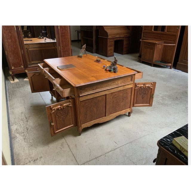 Wood Vintage Double-Sided Desk, 1930 For Sale - Image 7 of 8