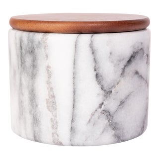 Artifacts Trading Company Storage Canister with Sealed Wood Top in White, Small For Sale