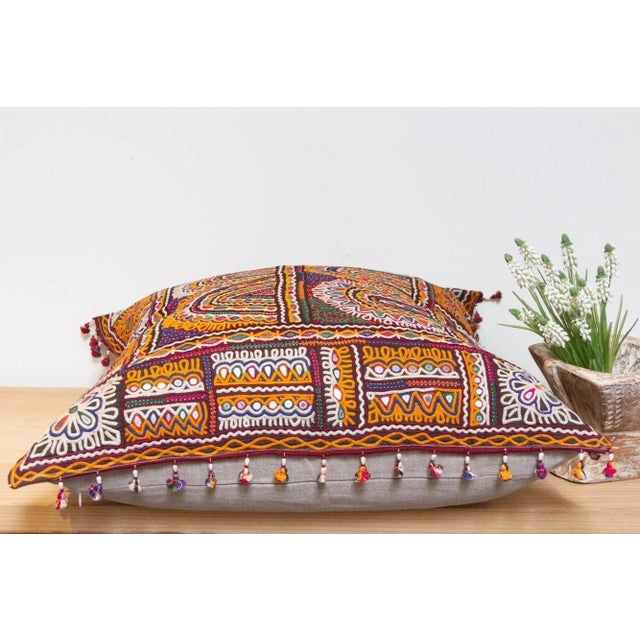 Keya Rajasthani Embroidered Decorative Pillow For Sale In Los Angeles - Image 6 of 8