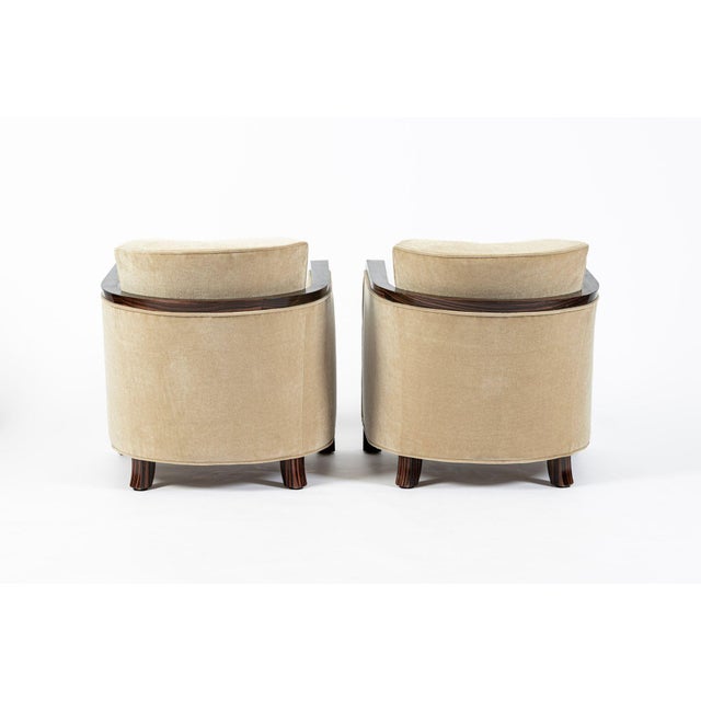 Wood French Art Deco Mohair Lounge Chairs by Eric Bagge for Mercier Frères, Macassar Ebony, 1920s For Sale - Image 7 of 13